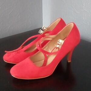 Allegra K Faux Suede Red heels